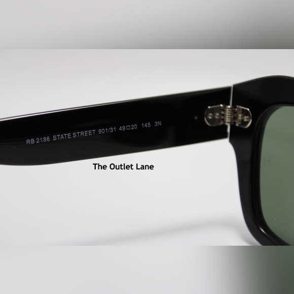 Model Display Ray-Ban State Street Green Lens RB2186 Black Frame - Picture 11 of 16